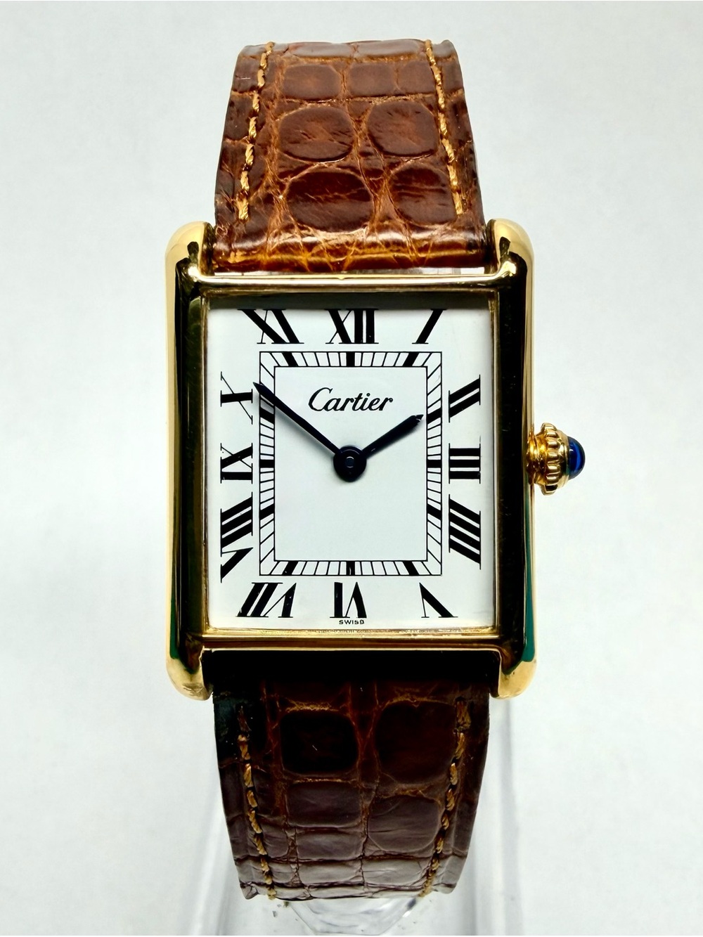 CARTIER TANK Manual Winding 23mm GP Silver Watch White Dial